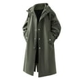 thumbnail image 1 of Aihuaihua Men's Long Trench Coat with Hood Winter Thermal Warm Casual Fashion Jackets Outdoor Hiking Windbreaker for Men Army Green XXL, 1 of 6
