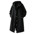 thumbnail image 1 of Aihuaihua Men's Long Trench Coat with Hood Winter Thermal Warm Casual Fashion Jackets Outdoor Hiking Windbreaker for Men Black L, 1 of 5