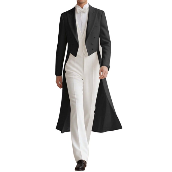 Tailcoat Jacket Rocker Aihuaihua Men's Suit Swallow Tailed Tuxedo Double Tailcoat Jacket for ...
