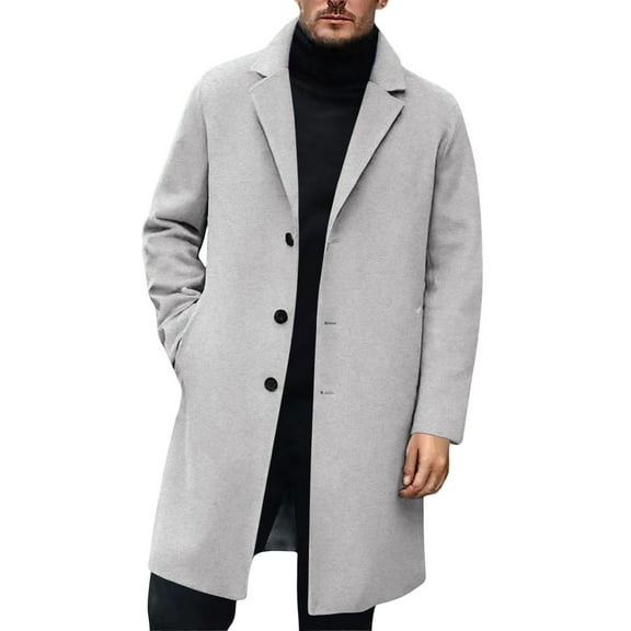 Aihuaihua Men's Trench Coat Winter Thickened Long Elegant Winter Coat Business Wind-Breaker Long Winter Jacket Transition Coat Autumn Winter Warm Trench Coat Plain GY1 M