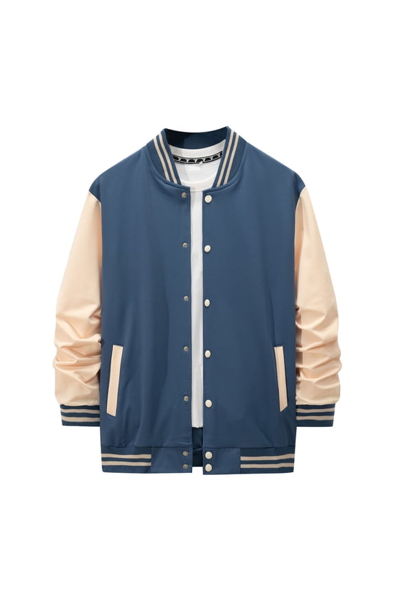 Men's Varsity Jacket Long Sleeve Casual Button-Up Boys College Varsity Jackets