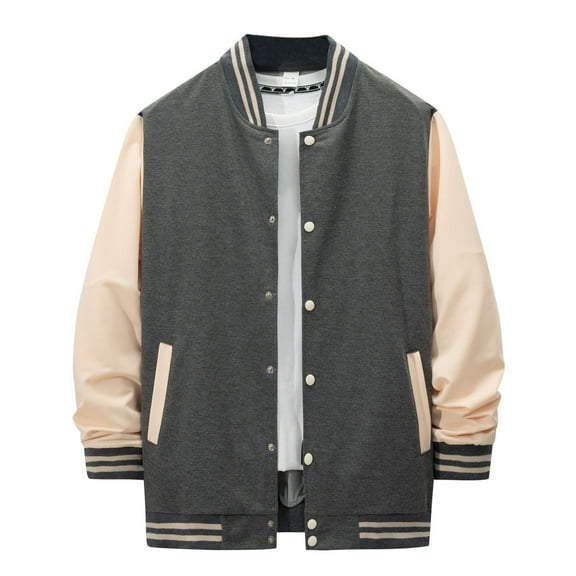 Aihuaihua Men's Varsity Jacket Long Sleeve Casual Button-Up Boys College Varsity Jackets