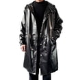 thumbnail image 1 of Aihuaihua Men's Windbreaker Jacket with Hood Long Waterproof Anorak Lightweight Long Reflective Stage Performance Trench Coat Outerwear Evening Show Outdoor Hiking Jackets Black XXXL, 1 of 4