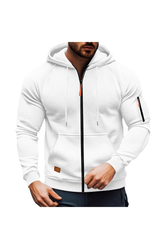 Men's Workout Athletic Pullover Hoodie Long Sleeve Raglan Basic Full Zip Pullover Sweatshirt with Kanga Pocket