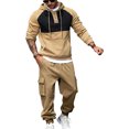 thumbnail image 1 of Aihuaihua Mens Classic 2 Piece Set Sweatsuits Long Sleeve Hoodie Jogging Suits For Men Button Sweatshirts Tracksuits Khaki XXXL, 1 of 9
