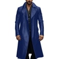 thumbnail image 1 of Aihuaihua Mens Leather Trench Coat Full Length Retro Steampunk Long Overcoat Vintage Open Front Cardigan Jacket Blue M, 1 of 10