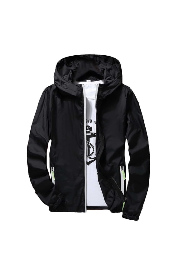 Mens Lightweight Jacket Windbreaker Casual Refleciton Zip Up Jackets with Hood Mens Travel Hiking Running Cycling Commute