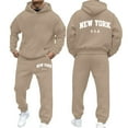 thumbnail image 1 of Aihuaihua Mens NEW YORK Tracksuit Full Set 2 Piece Tracksuit Hoodies with Sweatpants Track Jacket and Jogging Bottoms 2 Piece Outfits Coffee L, 1 of 8