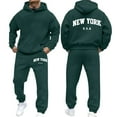 thumbnail image 1 of Aihuaihua Mens NEW YORK Tracksuit Full Set 2 Piece Tracksuit Hoodies with Sweatpants Track Jacket and Jogging Bottoms 2 Piece Outfits Green XXXL, 1 of 8