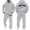 thumbnail image 1 of Aihuaihua Mens NEW YORK Tracksuit Full Set 2 Piece Tracksuit Hoodies with Sweatpants Track Jacket and Jogging Bottoms 2 Piece Outfits Light Gray S, 1 of 8
