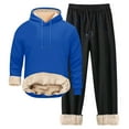 thumbnail image 1 of Aihuaihua Mens Sweatsuit Sets Sherpa Lined 2 Piece Super Warm Hooded Sweatshirts and Wide Leg Sweatpants Winter Thermal Tracksuits Blue M, 1 of 4
