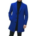 thumbnail image 1 of Aihuaihua Mens Trench Coat Slim Fit Single Brested Overcoat Winter Notched Collar Wool Blend Long Winter Coats With Pockets Blue XXXL, 1 of 6