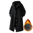 thumbnail image 1 of Aihuaihua Mens Trench Coat with Hood Notched Thermal Winter Warm Lapel Casual Windbreaker Fall Classic Long Jacket Overcoat Cardigan Black XXXL, 1 of 5