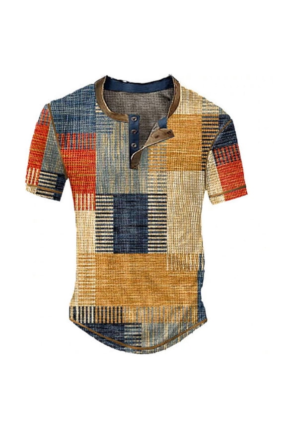 Mens White Tee Shirts Henley Short Sleeve Waffle Henley Tee Relaxed Fit Streetwear Clothes Yellow XXL