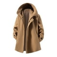thumbnail image 1 of Aihuaihua Mens Winter Coat Hooded Jacket Casual Shawl Collar Jacket Pea Coats Loose Trench Coats Long Overcoat Brown L, 1 of 4