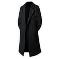 thumbnail image 1 of Aihuaihua Mens Woollen Trench Coat Notch Lapel Collar Peacoat Windbreak Casual Long Overcoat with Pocket Black M, 1 of 5