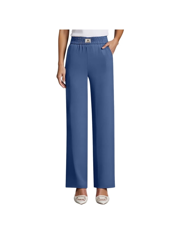 Misease Pants for Ladies Over 50,Linebalm Pulisa Heracomfy Glamorease, Perfect Drape High Rise Breathable Pull-On Stretch Pants for Senior Women Navy