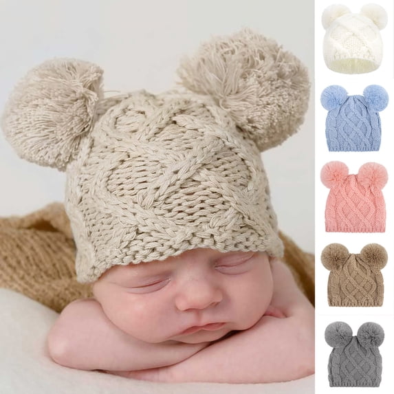 Aihuaihua Baby Knit Beanie Hat Double Pom Pom Bear Ear Pattern for Boys Girls