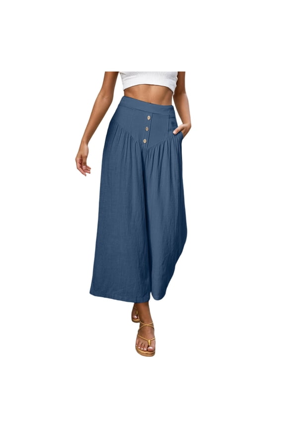 Palazzo Pants for Women Casual Summer Wide Leg Cropped Pants Culottes Gaucho Beach Vacation Outfits Green XL
