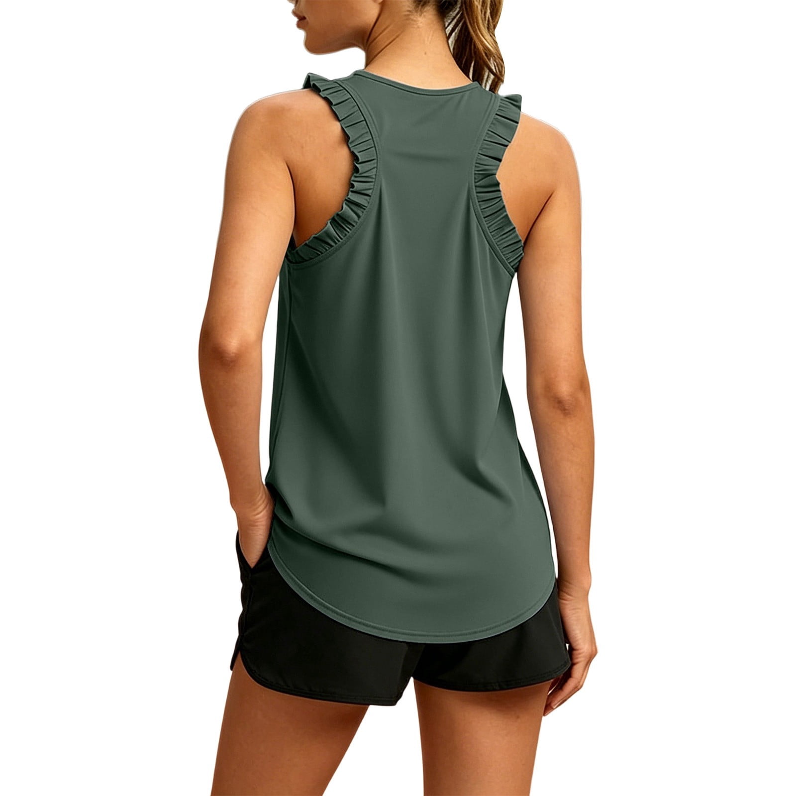Aihuaihua Racerback Tank Top for Women Workout Tops Ruffle Tanks ...