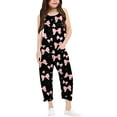 thumbnail image 1 of Aihuaihua Rompers for Girls 7-8 Bow Print Sleeveless Fashion Casual Spaghetti Strap Romper Long Pants with Pockets Black,130, 1 of 5