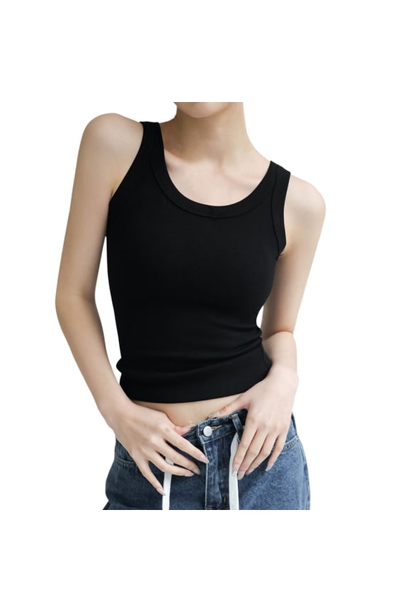 Seamless Ribbed Camisole Tank Top With Built In Bra Support For Layering Soft Comfort Stretch Casual Wear