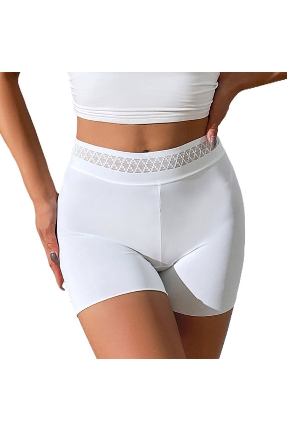 Shapewear Shorts Tummy Control, Women's Solid Color Lifting And Belly Pants Body Shaping And Tight Fitting Mid Waist Waist Pants Four Cornered Pants White