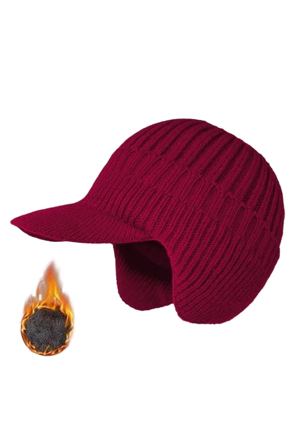 Sherum Cozyhead Beanie, Winter Hat for Comfort & Warmth with Brim and Ear Flaps, Beanie Knitted Hat with Lining