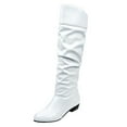 thumbnail image 1 of Aihuaihua Slouch Boots for Women Knee High Boots Women Wide Calf Low Heel Slouchy Ruched Leather Flat Boot Comfortable On Riding Boot Shoes, 1 of 8
