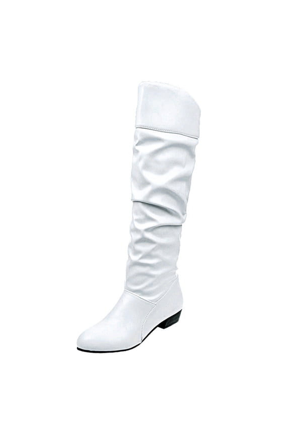 Slouch Boots for Women Knee High Boots Women Wide Calf Low Heel Slouchy Ruched Leather Flat Boot Comfortable On Riding Boot Shoes
