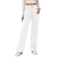 thumbnail image 1 of Aihuaihua Straight Leg Jeans for Women Tummy Control Trendy High Waisted Stretchy Casual Pants Baggy Trousers 90s Denim Jeans White M, 1 of 8