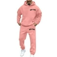 thumbnail image 1 of Aihuaihua Sweat Suits Men Track Suits Jogging Suit Sweatsuits Sets 2 Piece Set New York Print Mens Outfit Clothing Hoodies Sweatpants Light Pink S, 1 of 5
