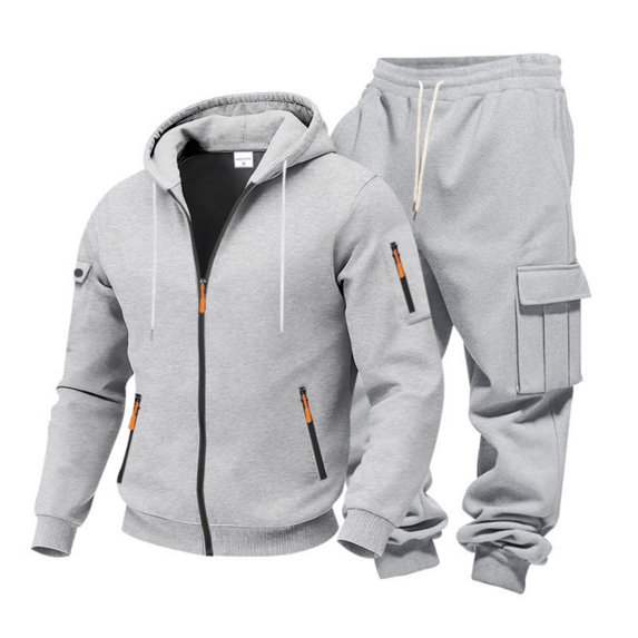 Aihuaihua Sweatsuits Men 2 Piece Set Fleece Lined Tracksuit Zip Up Hoodies Pullover & Cargo Joggers Athletic Sweatsuits GY1 XXXL