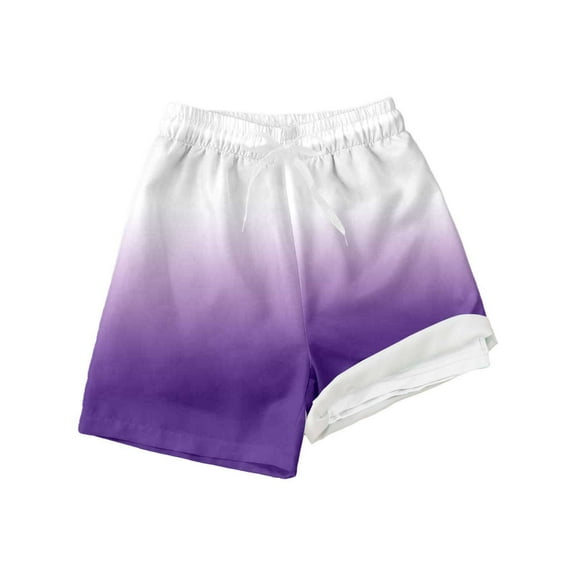 Aihuaihua Swimming Trunks for Boys Gradient Print Swimming Short Funny Drawstring Bathing Suits for Kids Swimwear Purple,7T