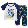 thumbnail image 1 of Aihuaihua Toddler Boy Pajamas Set Cartoon Print Casual Loose Short Sleeve Pants Round Neck Home Clothes 2 Piece Summer Pajama Dark Blue,120, 1 of 5