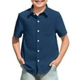 thumbnail image 1 of Aihuaihua Toddler Boy Shirts 3t Button Down Shirt Short Sleeve Comfortable & Soft Solid Color Dress Shirt Summer Shirt with Pocket Navy,120, 1 of 5