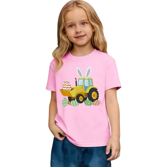 Aihuaihua Toddler Girls Easter Shirts Cute Bunny Tshirts Happy Easter Tees Short Sleeve Tops Graphic For Girls Soft Casual Round Neck