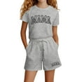 thumbnail image 1 of Aihuaihua Toddler Outfits for Girls Cute Print Short Sleeve T Shirt Tops Crewneck Trendy Lounge Wear Two-Piece Set Preppy Clothes, 1 of 4