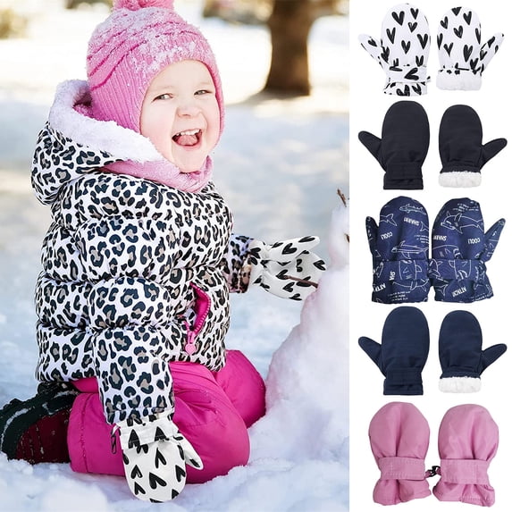 Aihuaihua Toddler Ski Gloves Waterproof Winter Snow Gloves for Boys Girls 1-6 Years, Warm Thick Cold Weather Outdoor Gloves for Baby Snow Play Sled Snowboard