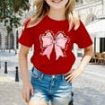 thumbnail image 1 of Aihuaihua Toddler Tshirts Girls 2t Loose Short Sleeve Tee for Toddler Cute Bow Print Round Neck Pullover Tops Girls Summer Tops T-Shirts Red,140, 1 of 4