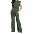 thumbnail image 1 of Aihuaihua Travel Outfit Women Elegant Two Piece Set, 2025 New -Free Irregual Comfy Casual Sleeveless Formal Outfits Dark Green, 1 of 5