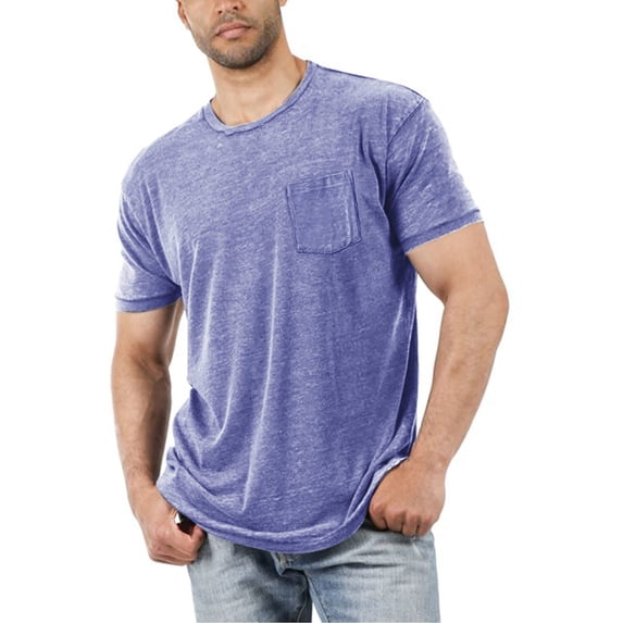 Aihuaihua Tshirts Men Round Neck Short Sleeve Classic Fit Solid Color Basic T-Shirt Casual Style Mens Preppy Clothes Purple S