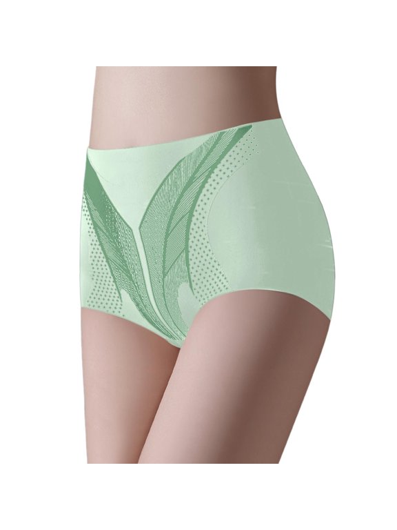 Tummy Control Underwear Seamless, Women's High Waist Waist Pants Women's 7A Silk Crotch Seamless Underwear Mint Green