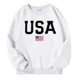 thumbnail image 1 of Aihuaihua USA Sweatshirt for Girl 3-14 Pullover Shirts American Flag Print Patriotic Top Crewneck Long Sleeve Outfit 150 White, 1 of 3