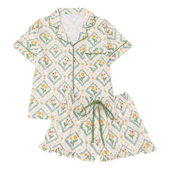 Aihuaihua Valentines Day Pajamas Women 2 Piece Pink Bow Heart Pajamas Women Cute Matching Valentine Pjs Shorts Pajama Sets 2026