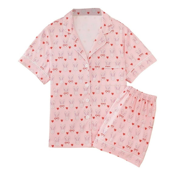 Aihuaihua Valentines Day Pajamas Women 2 Piece Pink Bow Heart Pajamas Women Cute Matching Valentine Pjs Shorts Pajama Sets 2026