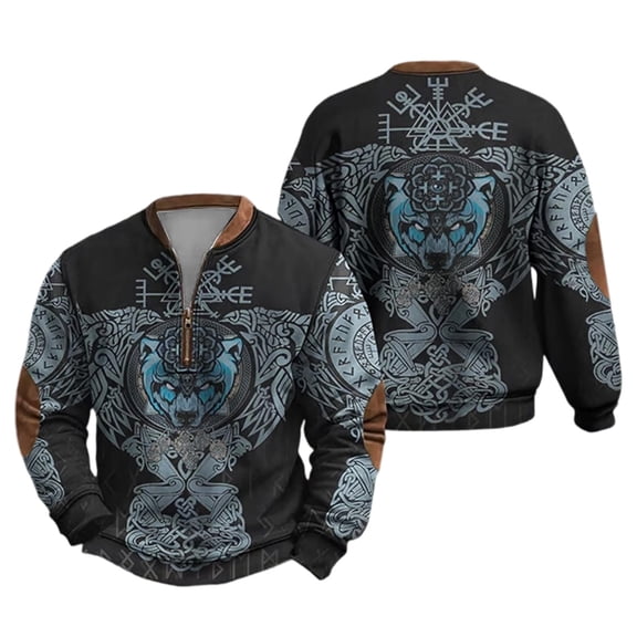 Aihuaihua Vikings Sweatshirt for Men Quarter Zip Long Sleeve Pullover Tops Style