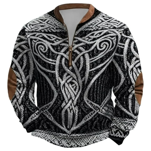 Aihuaihua Vikings Sweatshirt for Men Thermal Thick Quarter Zip Long Sleeve Pullover Tops Style