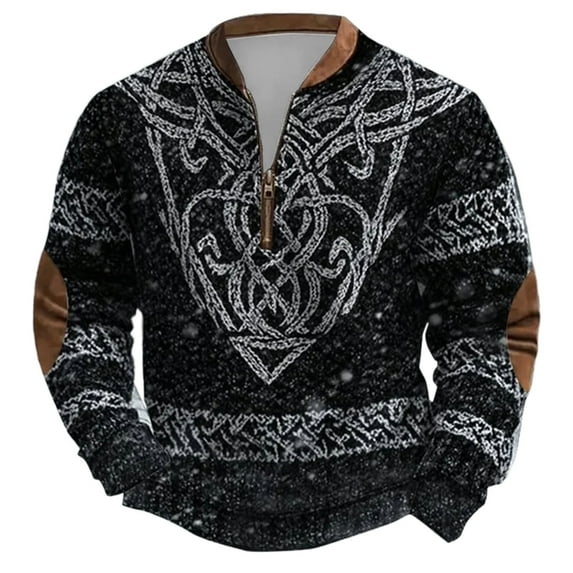 Aihuaihua Vikings Sweatshirt for Men Thermal Thick Quarter Zip Long Sleeve Pullover Tops Style