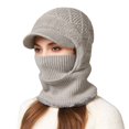 thumbnail image 1 of Aihuaihua Winter Knitted Cozyhead Women Warm Hat with Brim 3 in 1 Knit Scarf Combo for Biking Skiing and Outdoor Sports Warm Ushanka, 1 of 5